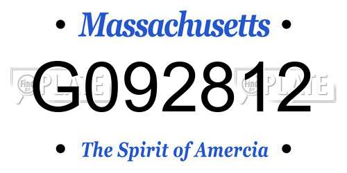 G092812 Massachusetts License Plate
