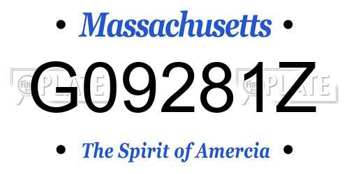 G09281Z Massachusetts License Plate
