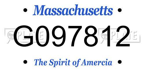 G097812 Massachusetts License Plate