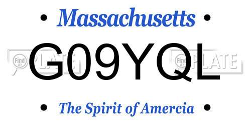 G09YQL Massachusetts License Plate