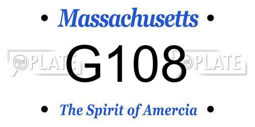 G108 Massachusetts License Plate
