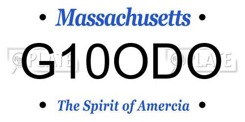 G10ODO Massachusetts License Plate