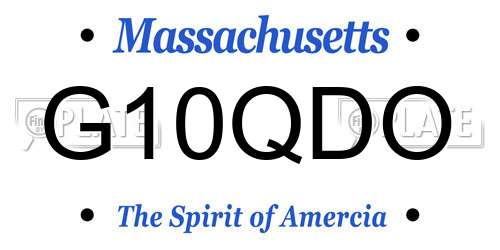 G10QDO Massachusetts License Plate