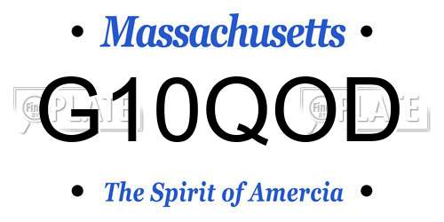 G10QOD Massachusetts License Plate