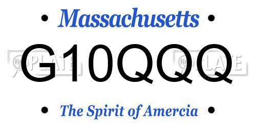 G10QQQ Massachusetts License Plate