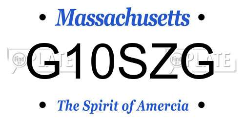 G10SZG Massachusetts License Plate