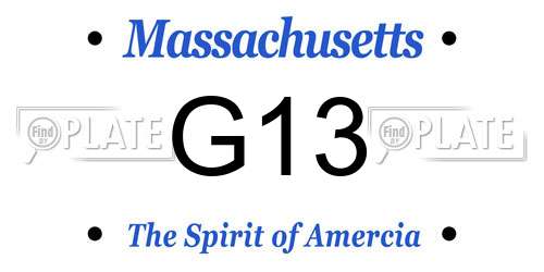 G13 Massachusetts License Plate