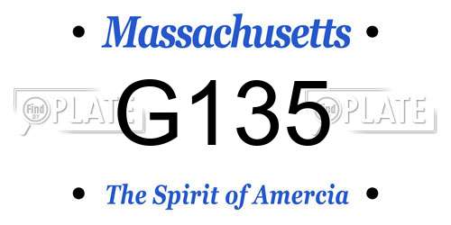 G135 Massachusetts License Plate