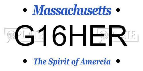 G16HER Massachusetts License Plate