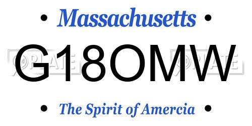 G18OMW Massachusetts License Plate