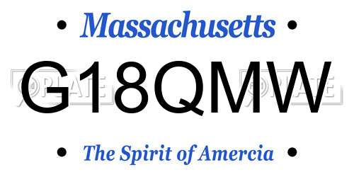 G18QMW Massachusetts License Plate