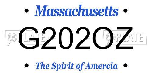 G202OZ Massachusetts License Plate