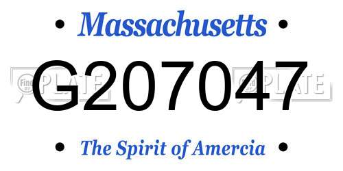 G207047 Massachusetts License Plate