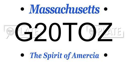 G20TOZ Massachusetts License Plate