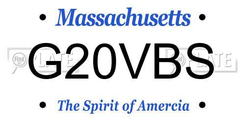 G20VBS Massachusetts License Plate