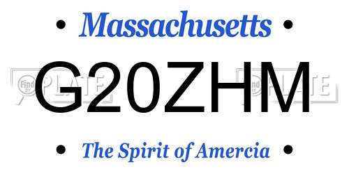 G20ZHM Massachusetts License Plate