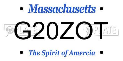 G20ZOT Massachusetts License Plate