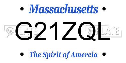 G21ZQL Massachusetts License Plate