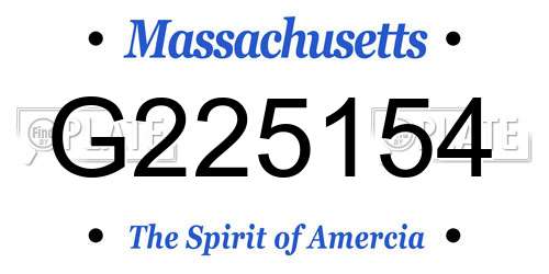 G225154 Massachusetts License Plate