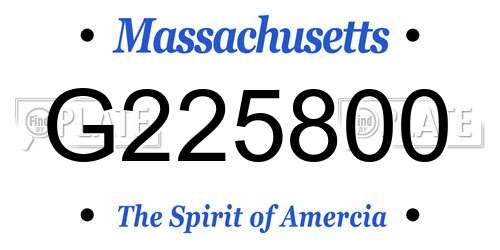 G225800 Massachusetts License Plate