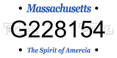 G228154 Massachusetts License Plate