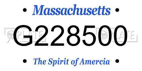 G228500 Massachusetts License Plate