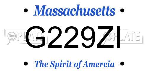 G229ZI Massachusetts License Plate