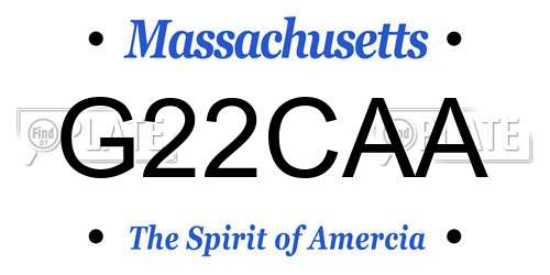 G22CAA Massachusetts License Plate