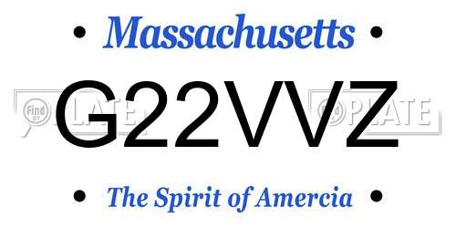 G22VVZ Massachusetts License Plate