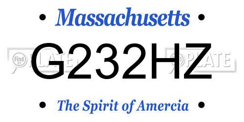 G232HZ Massachusetts License Plate