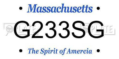 G233SG Massachusetts License Plate