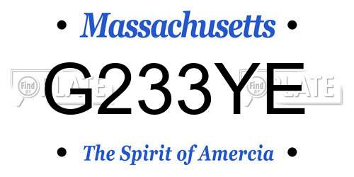 G233YE Massachusetts License Plate