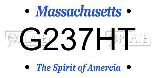 G237HT Massachusetts License Plate