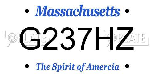 G237HZ Massachusetts License Plate