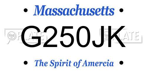 G250JK Massachusetts License Plate