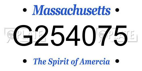 G254075 Massachusetts License Plate