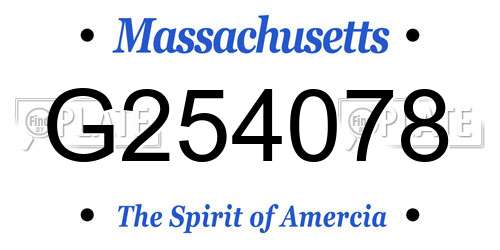 G254078 Massachusetts License Plate