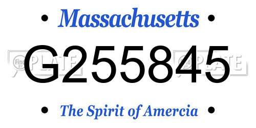G255845 Massachusetts License Plate