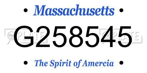 G258545 Massachusetts License Plate