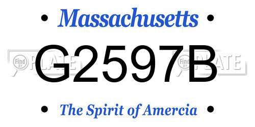 G2597B Massachusetts License Plate