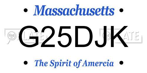G25DJK Massachusetts License Plate