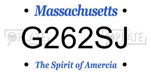 G262SJ Massachusetts License Plate