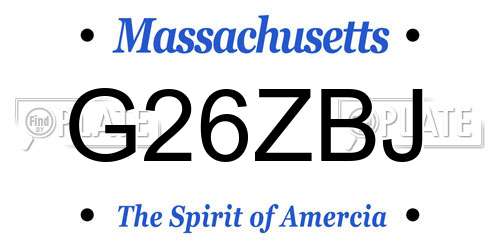 G26ZBJ Massachusetts License Plate