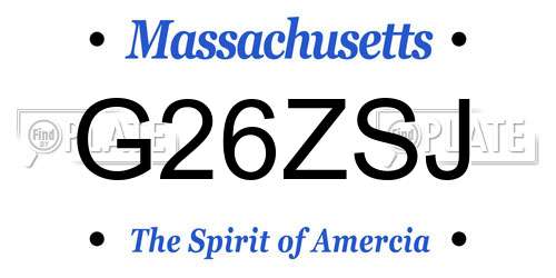 G26ZSJ Massachusetts License Plate
