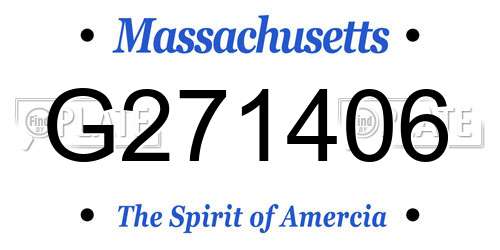 G271406 Massachusetts License Plate