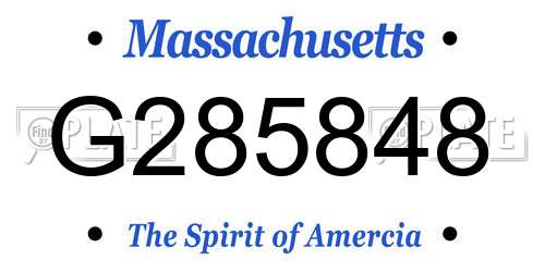 G285848 Massachusetts License Plate