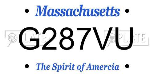 G287VU Massachusetts License Plate