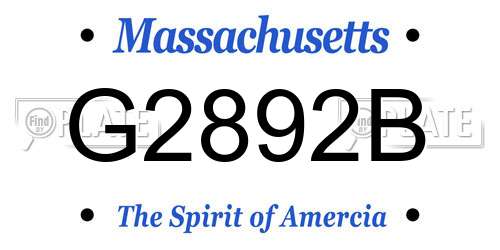 G2892B Massachusetts License Plate