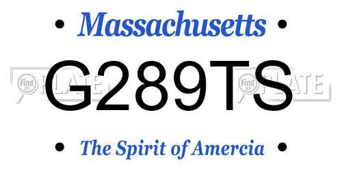 G289TS Massachusetts License Plate