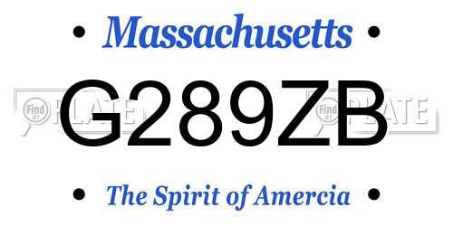 G289ZB Massachusetts License Plate